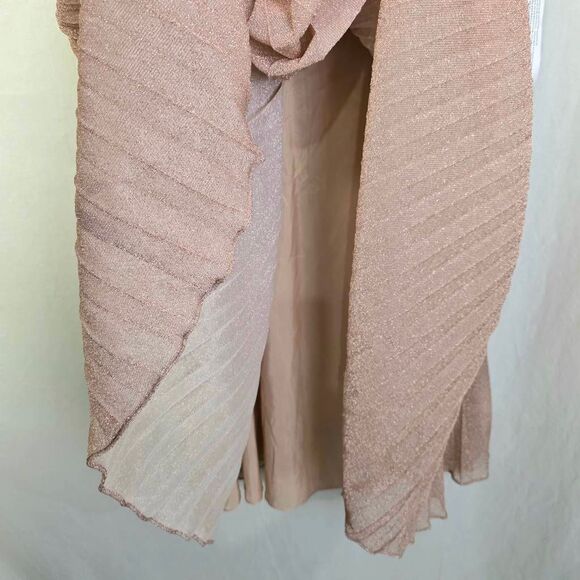 Mac Duggal Pleated Metallic Rose Gold Gown 14, NWT - Picture 5 of 12